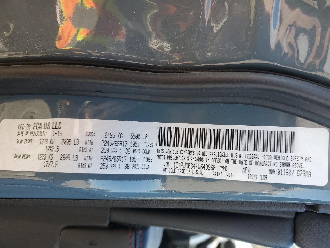 2015 Jeep Cherokee Trailhawk VIN: 1C4PJMBS4FW649968 Lot: 89860585