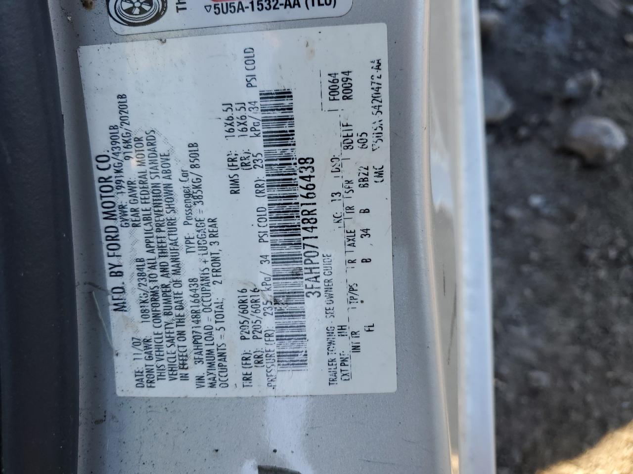 2008 Ford Fusion Se VIN: 3FAHP07Z18R120670 Lot: 86114865