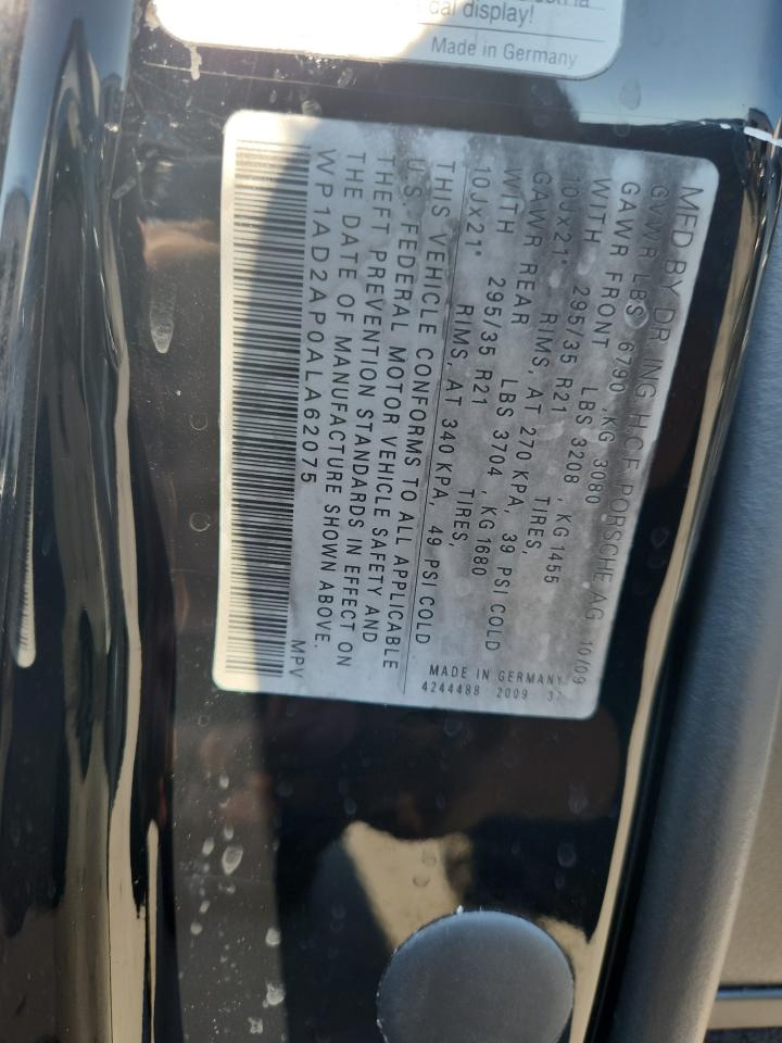 2010 Porsche Cayenne Gts VIN: WP1AD2AP0ALA62075 Lot: 86105805