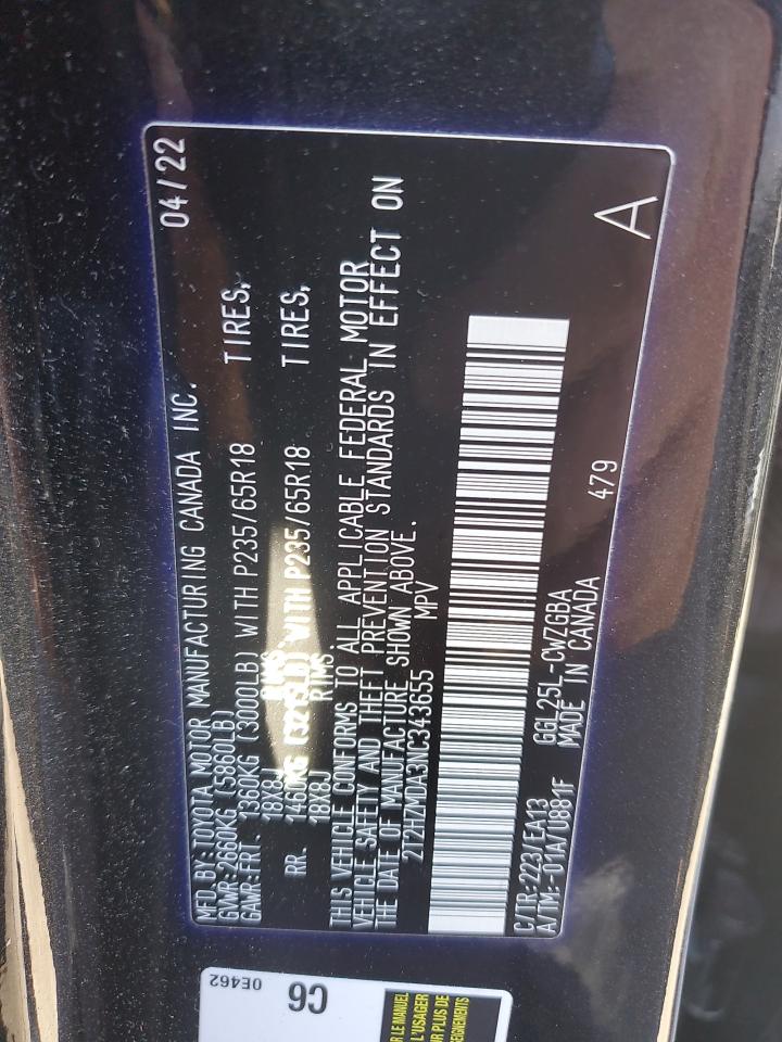 2022 Lexus Rx 350 VIN: 2T2HZMDA3NC343655 Lot: 86054835