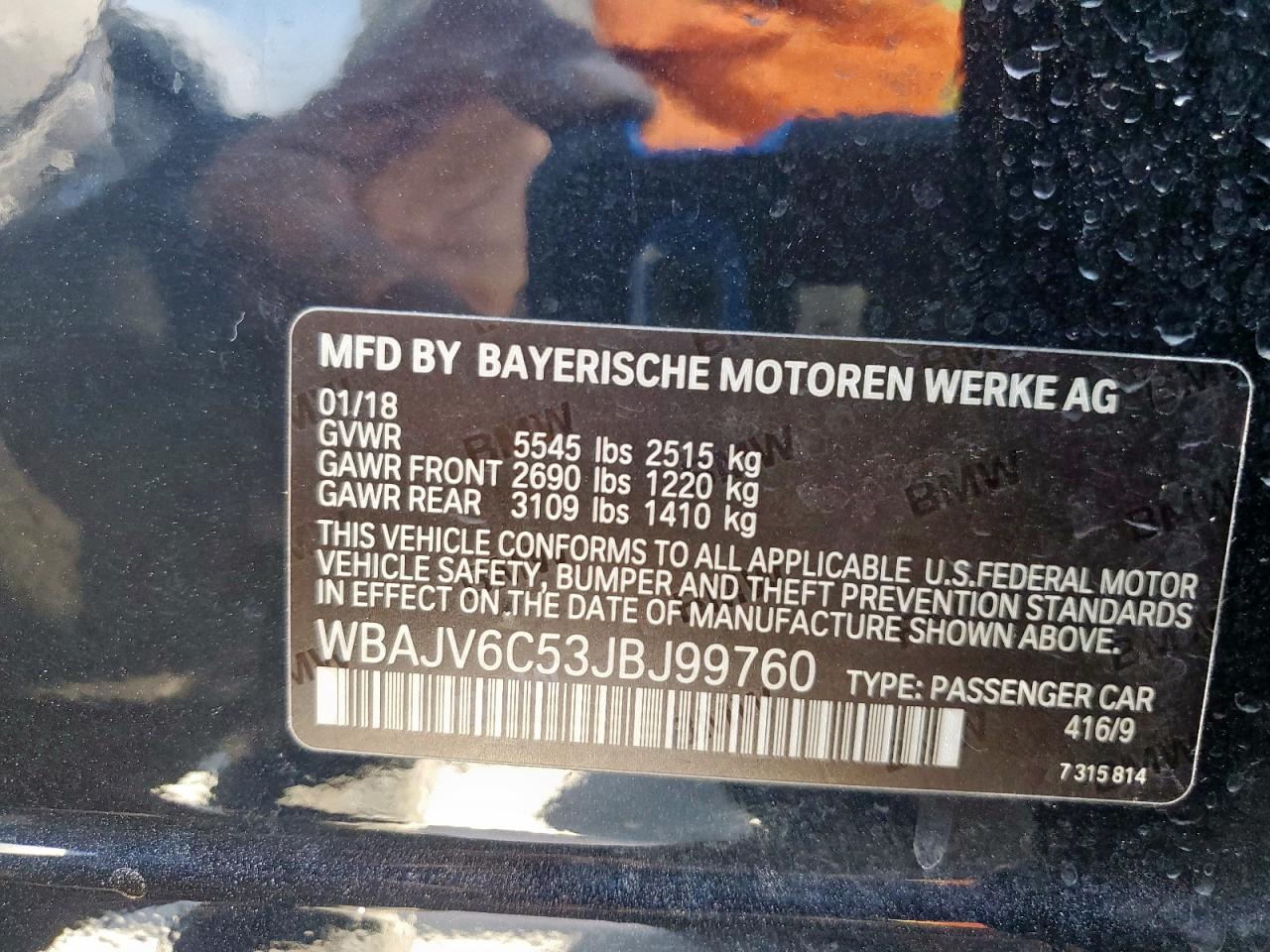 2018 BMW 640 Xigt VIN: WBAJV6C53JBJ99760 Lot: 90693655