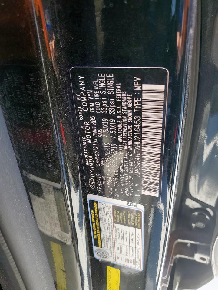 2017 Hyundai Santa Fe Se Ultimate VIN: KM8SR4HFXHU216453 Lot: 82369535