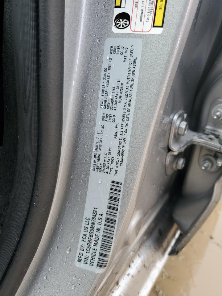 2021 Ram 1500 Big Horn/Lone Star VIN: 1C6RRFBG0MN784321 Lot: 89700045