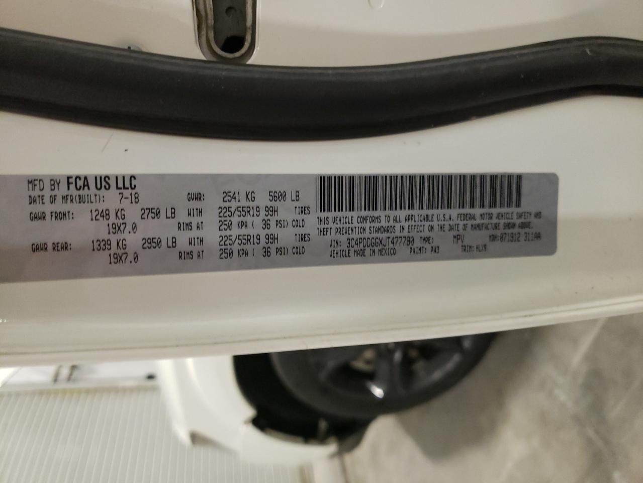 2018 Dodge Journey Crossroad VIN: 3C4PDDGGXJT477780 Lot: 84220155