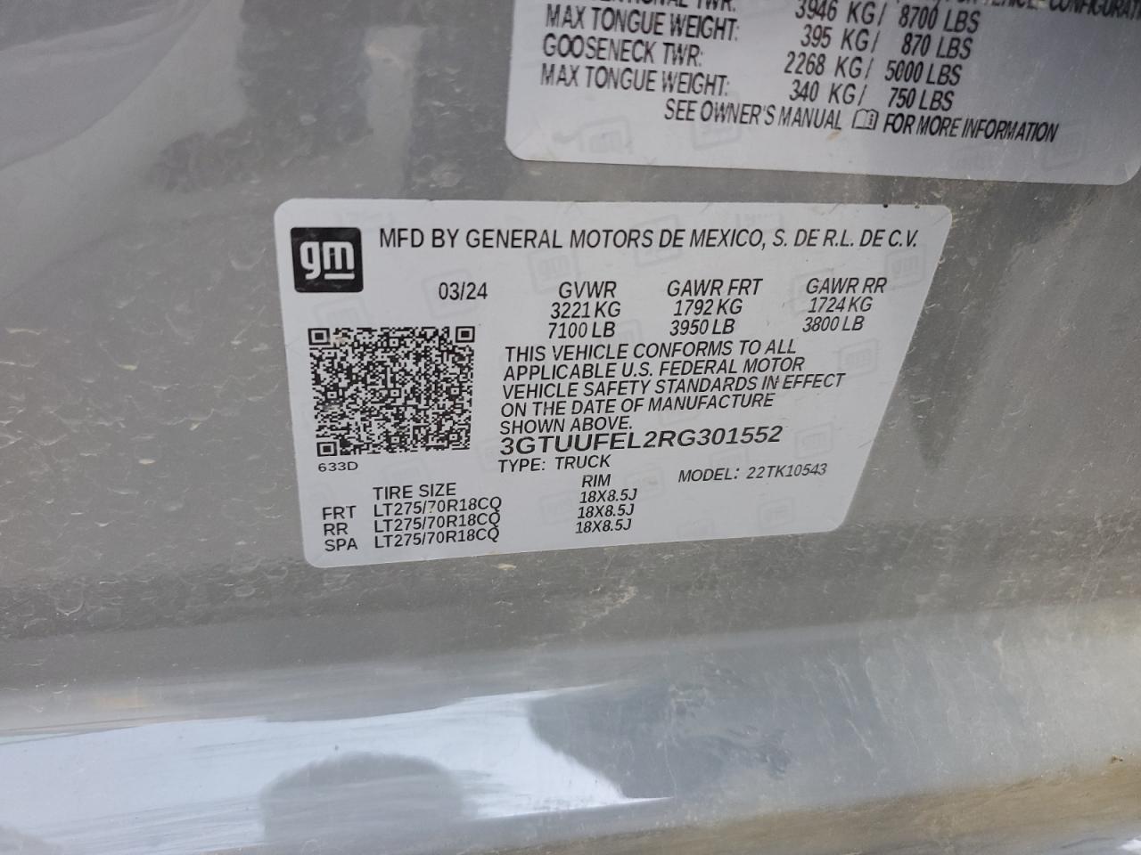 2024 GMC Sierra K1500 At4X VIN: 3GTUUFEL2RG301552 Lot: 85199665