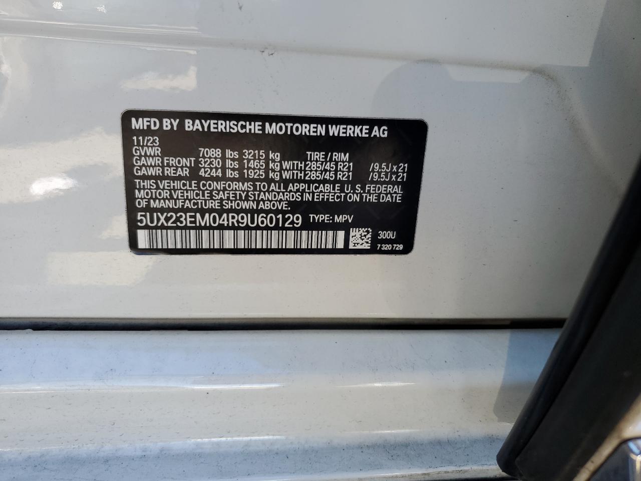 2024 BMW X7 xDrive40I VIN: 5UX23EM04R9U60129 Lot: 82398045