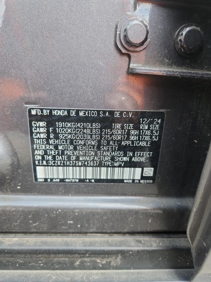 2025 Honda Hr-V Lx VIN: 3CZRZ1H37SM743637 Lot: 81977695