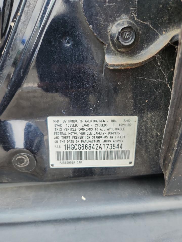 2002 Honda Accord Ex VIN: 1HGCG66842A173544 Lot: 85285185