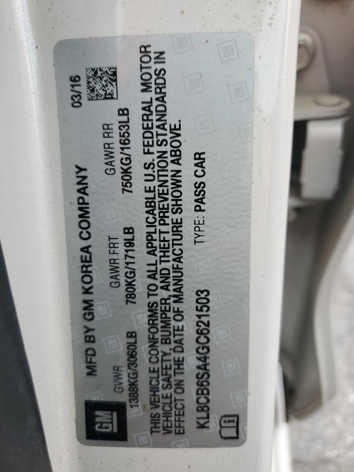 2016 Chevrolet Spark Ls VIN: KL8CB6SA4GC621503 Lot: 85203215