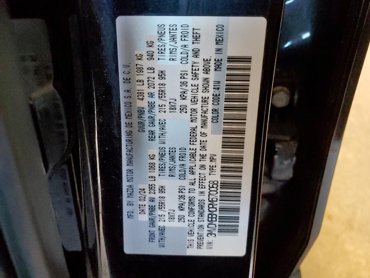 2024 Mazda Cx-30 Select VIN: 3MVDMBBM0RM670058 Lot: 84989275