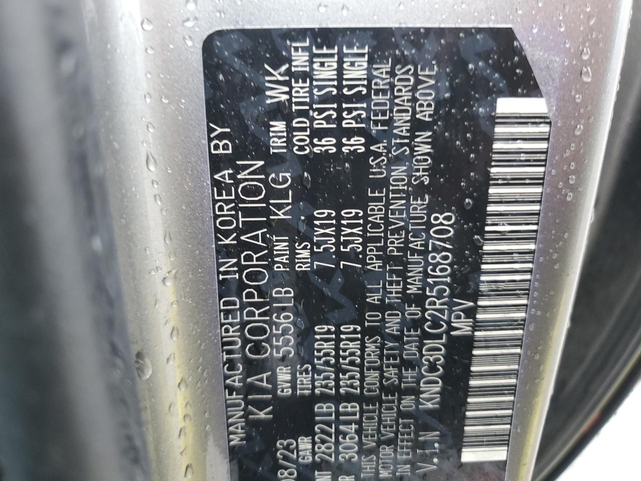 2024 Kia Ev6 Light VIN: KNDC3DLC2R5168708 Lot: 90721295