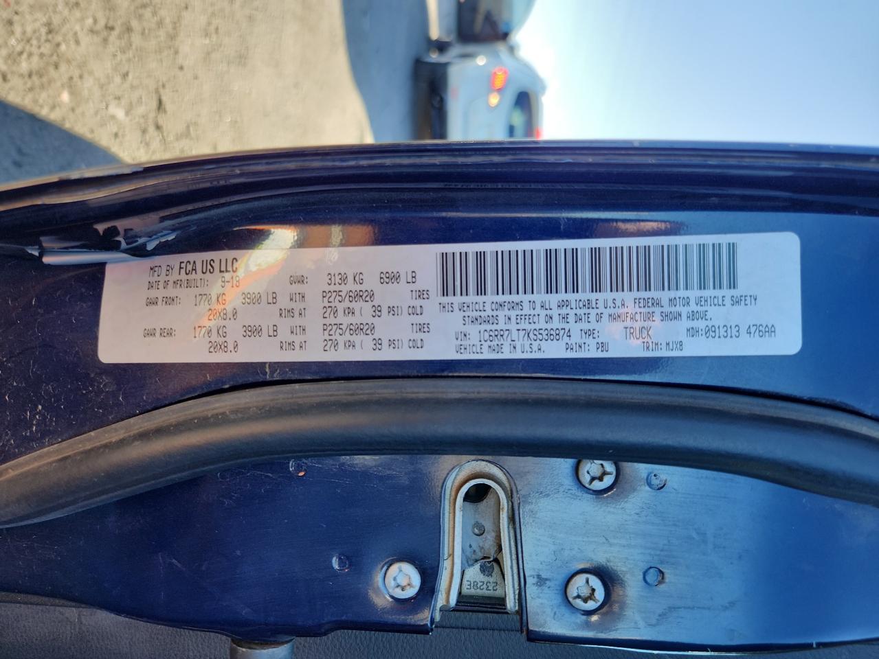 2019 Ram 1500 Classic Slt VIN: 1C6RR7LT7KS536874 Lot: 81340005