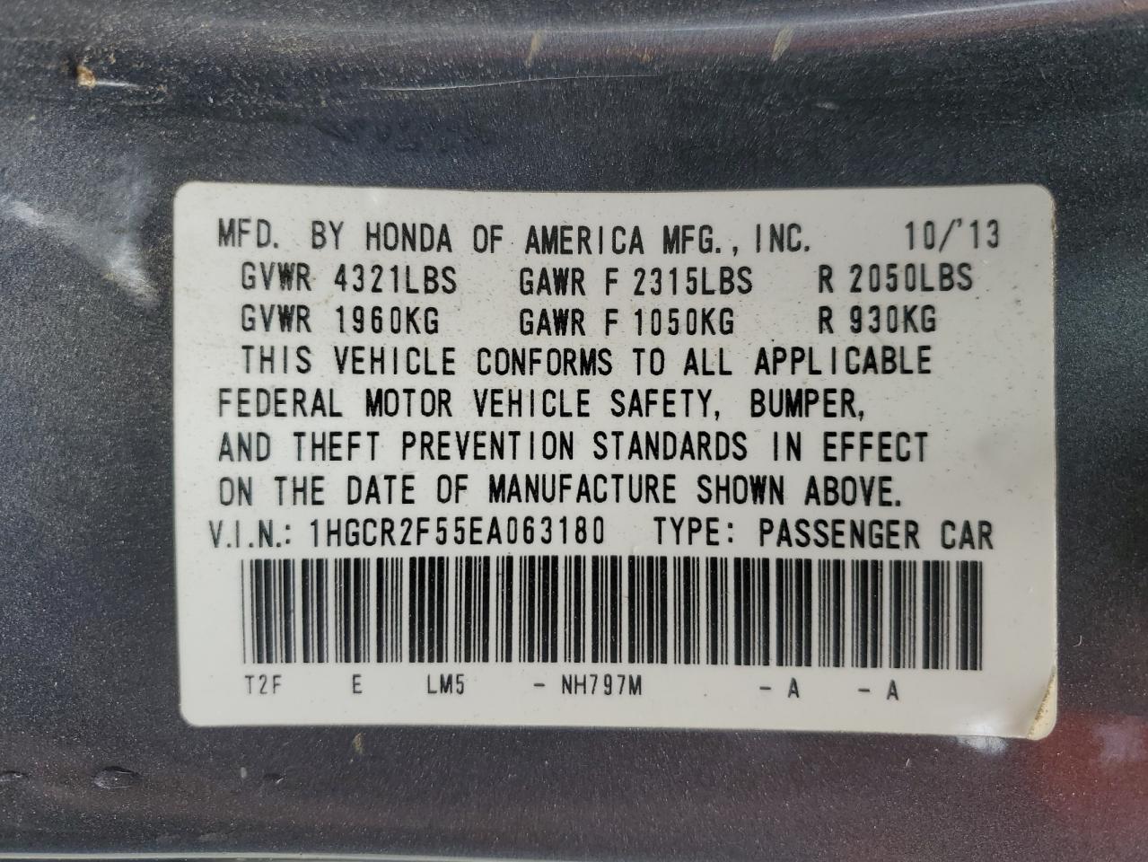 2014 Honda Accord Sport VIN: 1HGCR2F55EA063180 Lot: 82388375