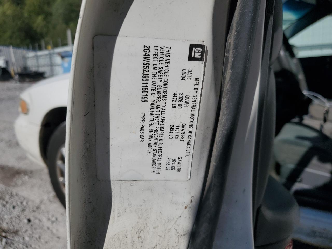 2005 Buick Century Custom VIN: 2G4WS52J9Y1160196 Lot: 84975555