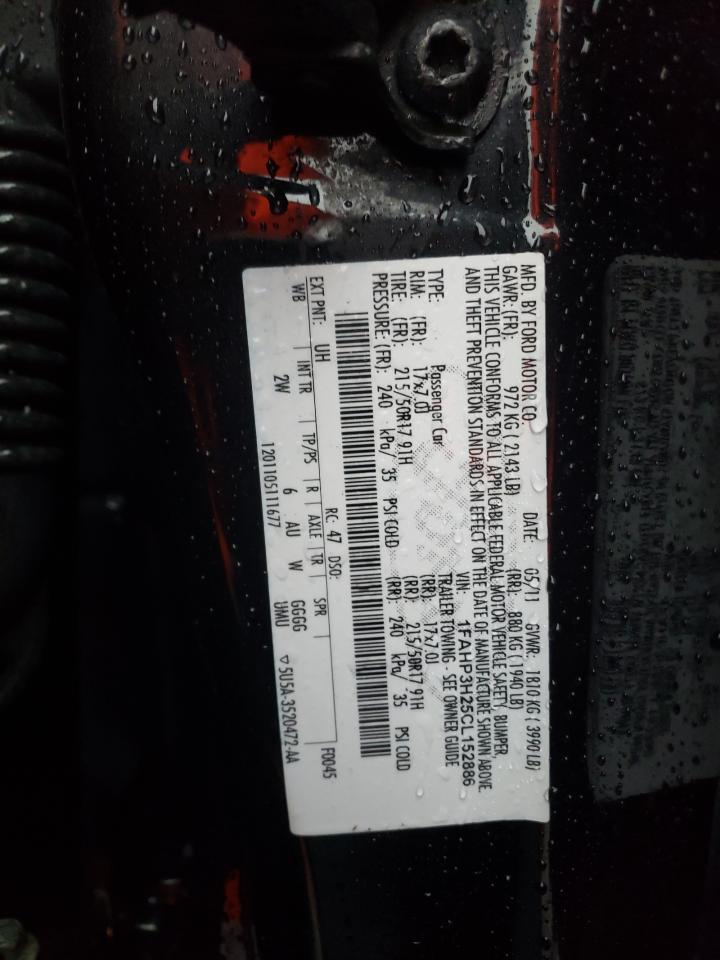 2012 Ford Focus Sel VIN: 1FAHP3H25CL152886 Lot: 85286885