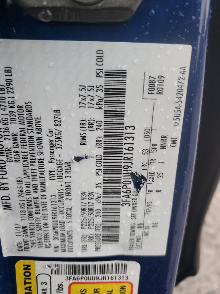 2018 Ford Fusion S Hybrid VIN: 3FA6P0UU9JR161313 Lot: 89634615