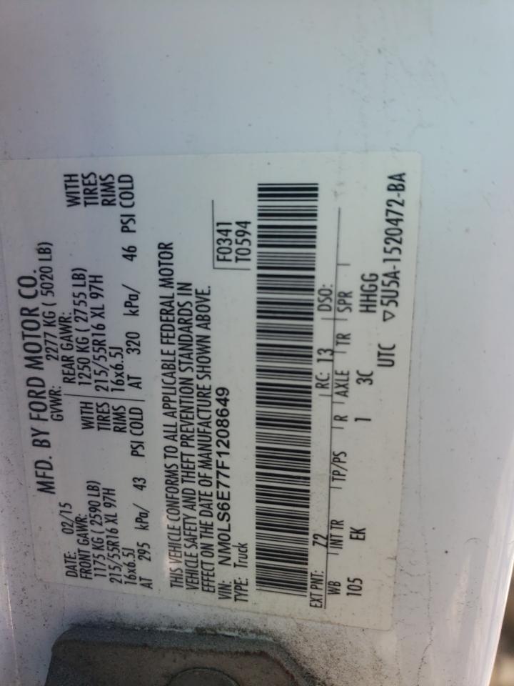 2015 Ford Transit Connect Xl VIN: NM0LS6E77F1208649 Lot: 86991825