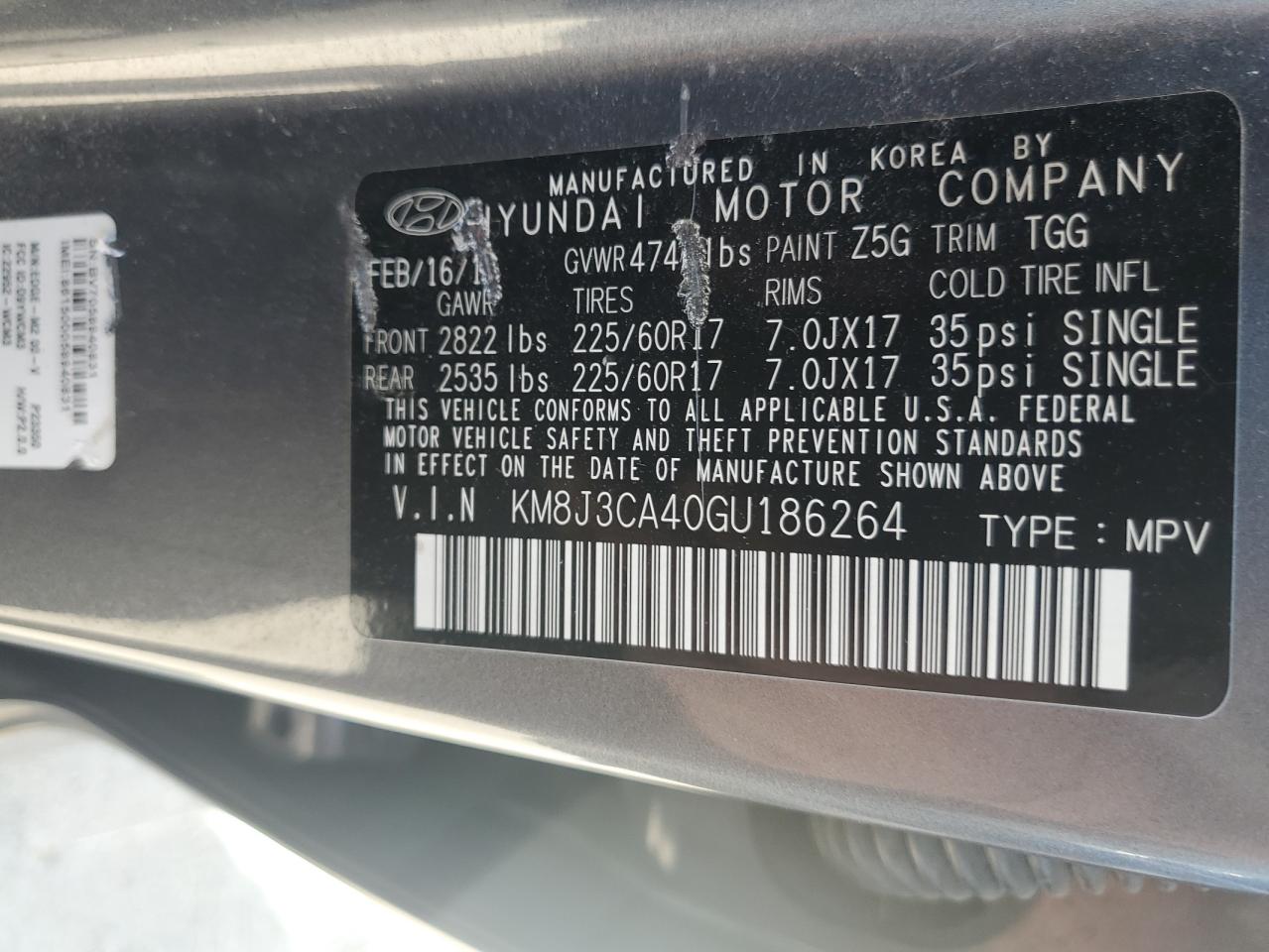 2016 Hyundai Tucson Limited VIN: KM8J3CA40GU186264 Lot: 85902095