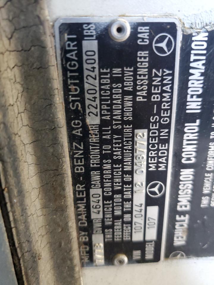 1978 Mercedes Benz Sl Class VIN: 10704412048772 Lot: 85919765