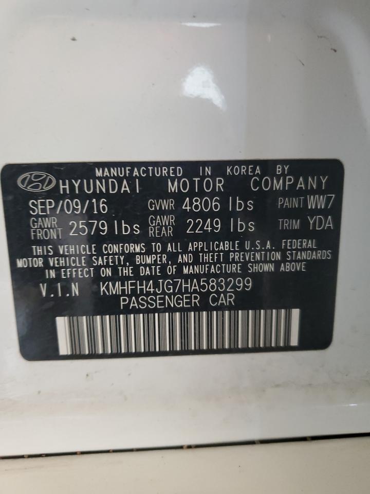 2017 Hyundai Azera Limited VIN: KMHFH4JG7HA583299 Lot: 87467665