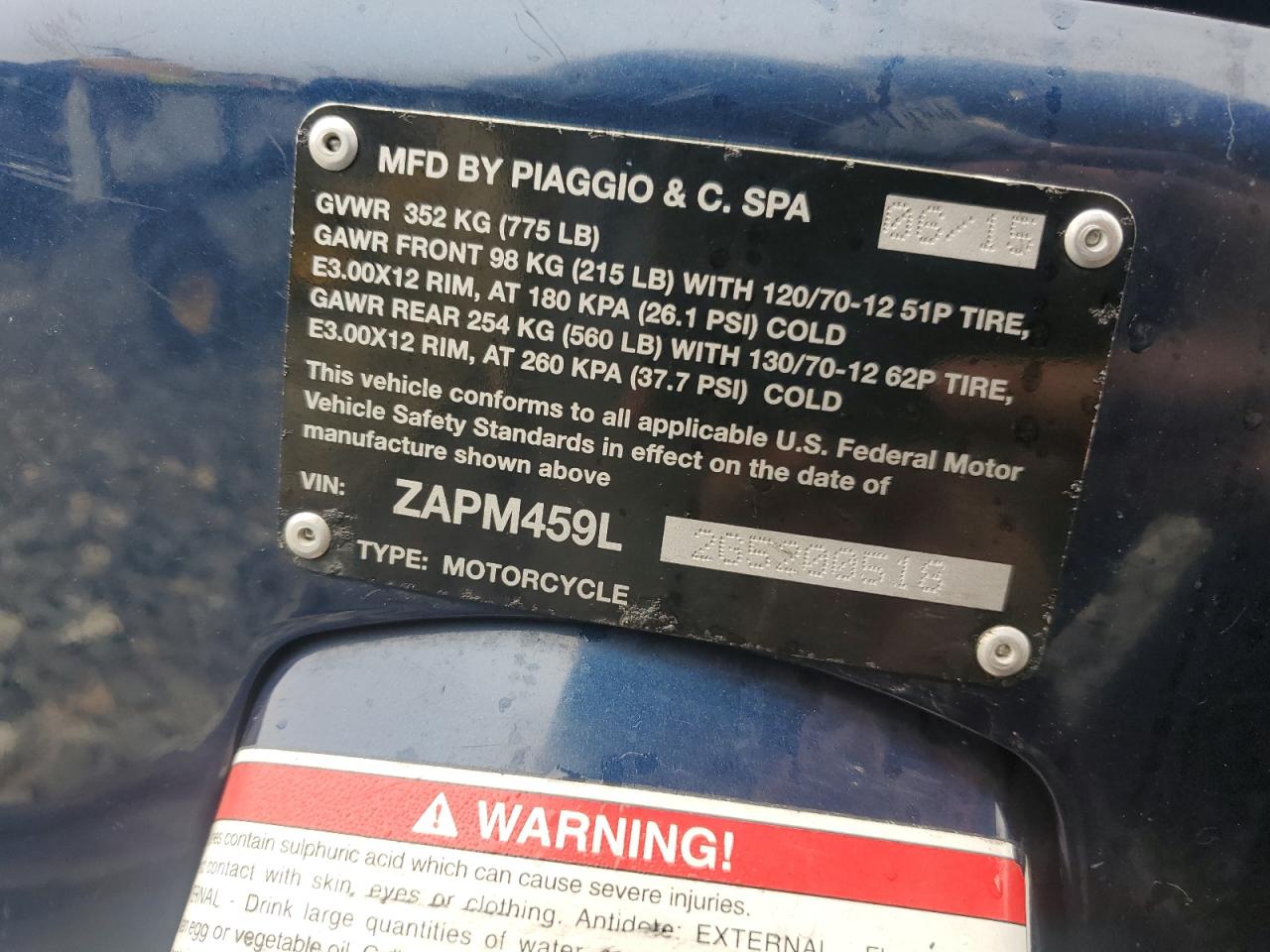 2016 Vespa Gts 300 Super VIN: ZAPM459L2G5200518 Lot: 90132135