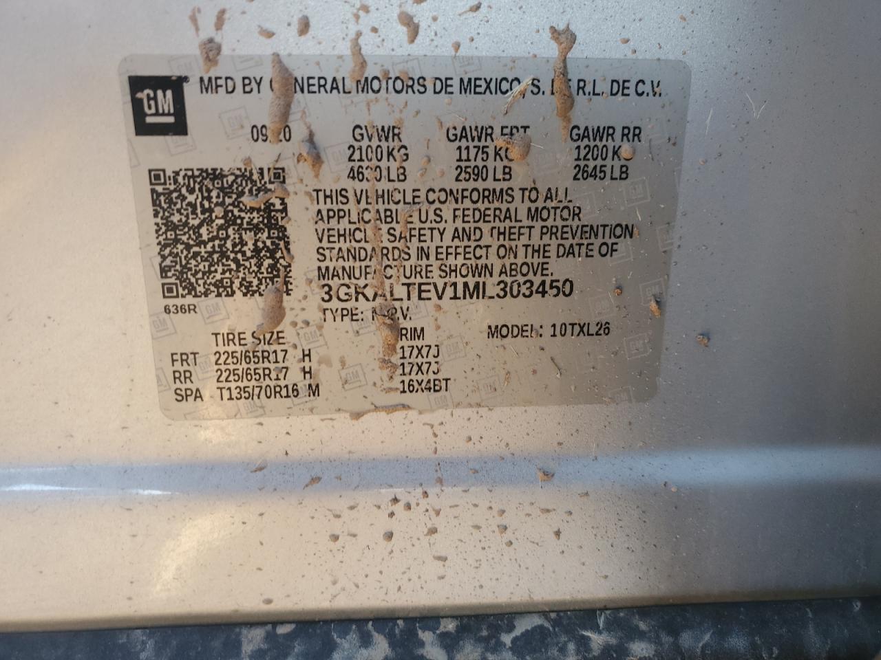 2021 GMC Terrain Sle VIN: 3GKALTEV1ML303450 Lot: 87029935