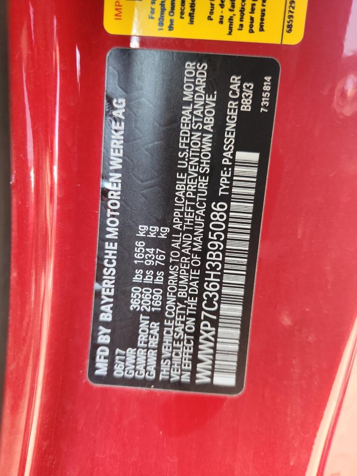 2017 Mini Cooper S VIN: WMWXP7C36H3B95086 Lot: 84732855