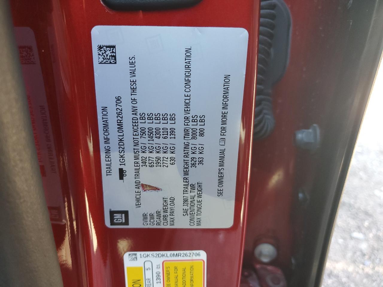 2021 GMC Yukon Denali VIN: 1GKS2DKL0MR262706 Lot: 84730645