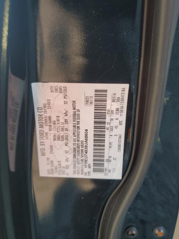 2008 Ford Explorer Eddie Bauer VIN: 1FMEU74838UA68604 Lot: 91083955