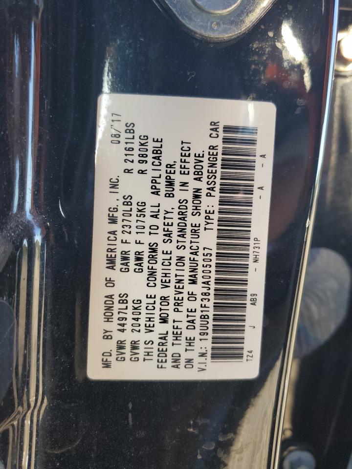 2018 Acura Tlx VIN: 19UUB1F38JA005057 Lot: 86104455