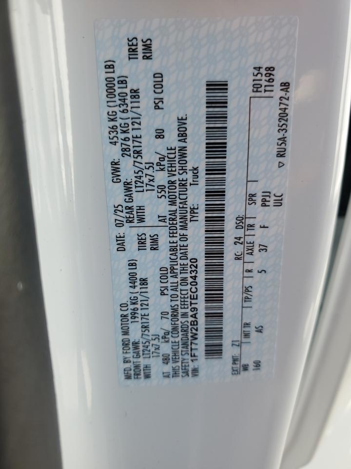 2026 Ford F250 Super Duty VIN: 1FT7W2BA9TEC04320 Lot: 87244965