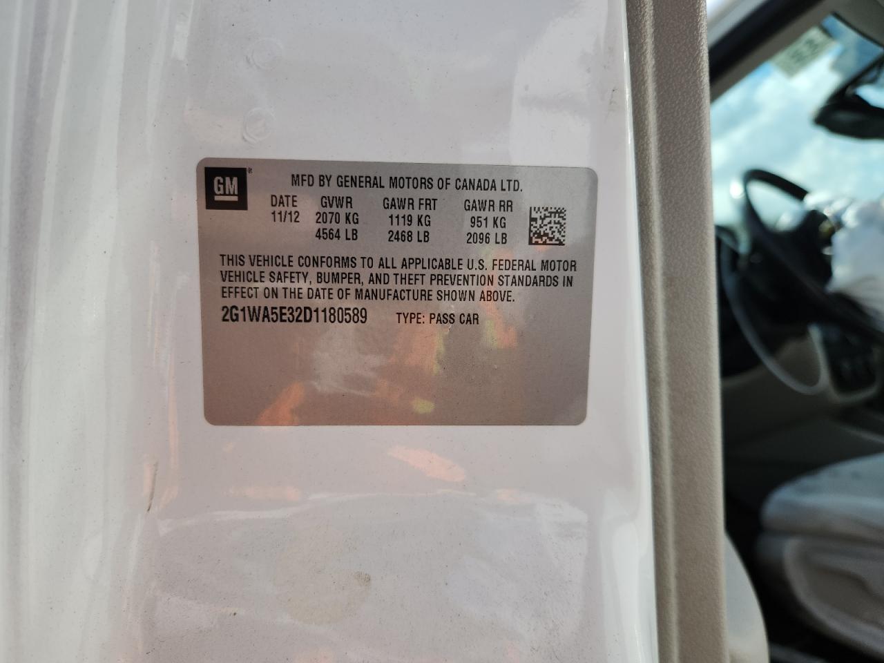 2013 Chevrolet Impala Ls VIN: 2G1WA5E32D1180589 Lot: 85574845