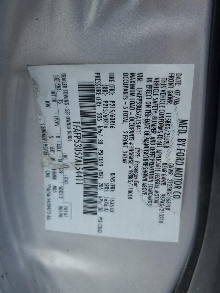 2007 Ford Taurus Se VIN: 1FAFP53U57A154411 Lot: 85720085