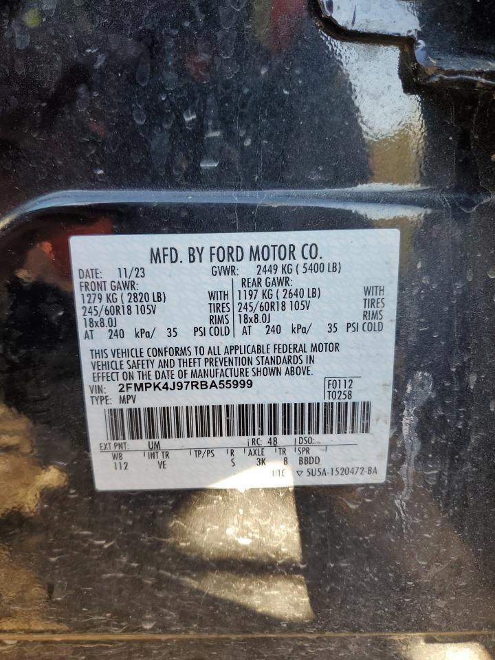 2024 Ford Edge Sel VIN: 2FMPK4J97RBA55999 Lot: 86055705