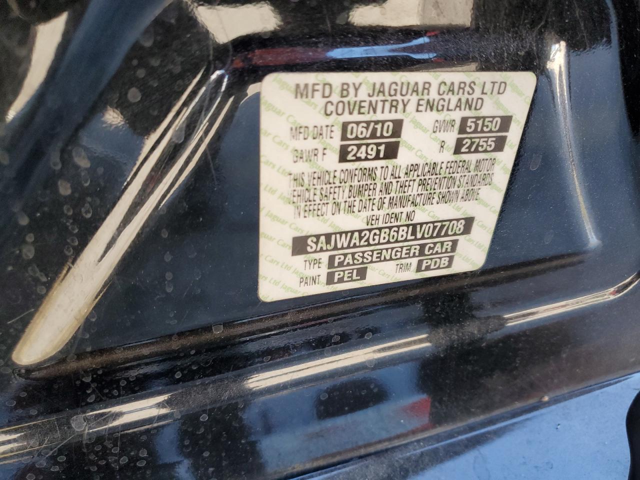 2011 Jaguar Xjl VIN: SAJWA2GB6BLV07708 Lot: 85764155