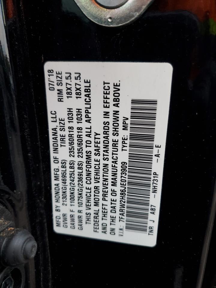 2018 Honda Cr-V Exl VIN: 7FARW2H86JE073909 Lot: 86260065
