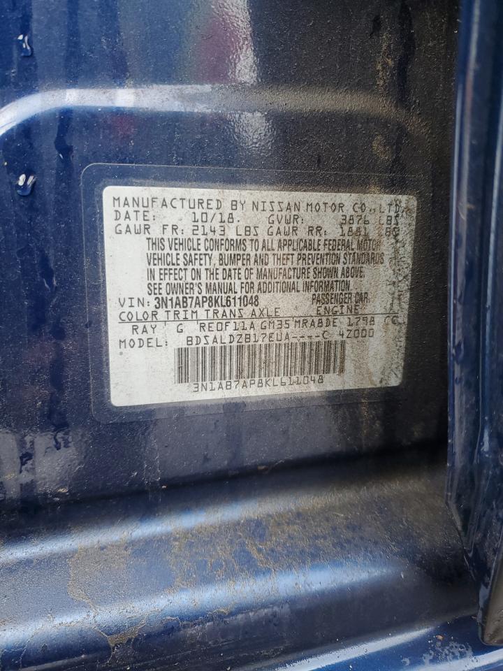 2019 Nissan Sentra S VIN: 3N1AB7AP8KL611048 Lot: 82374225