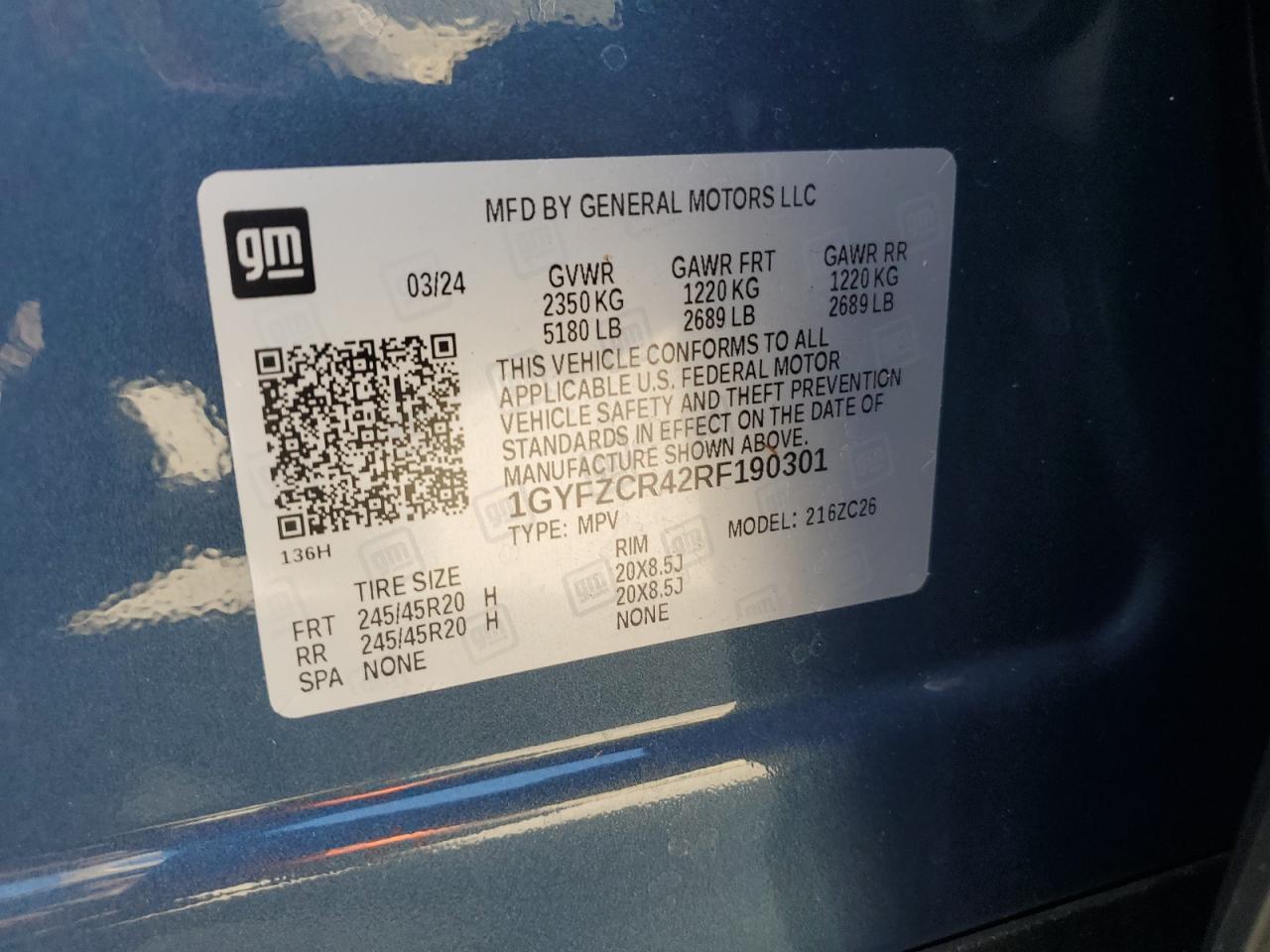 2024 Cadillac Xt4 Premium Luxury VIN: 1GYFZCR42RF190301 Lot: 85753865