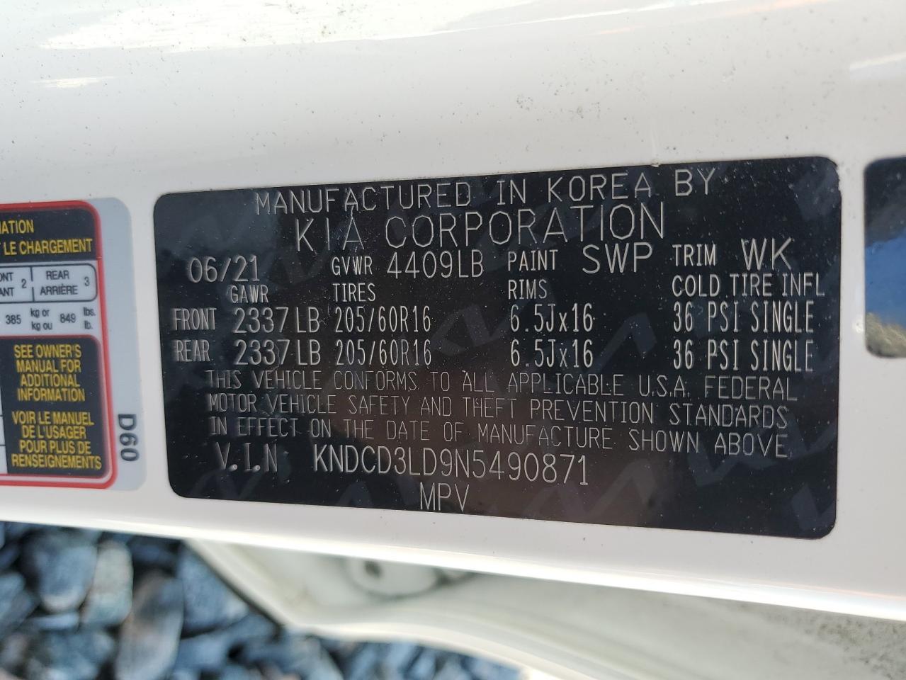 2022 Kia Niro Ex VIN: KNDCD3LD9N5490871 Lot: 90708165