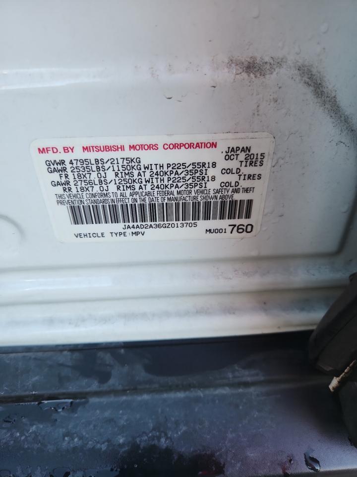 2016 Mitsubishi Outlander Es VIN: JA4AD2A36GZ013705 Lot: 89472095