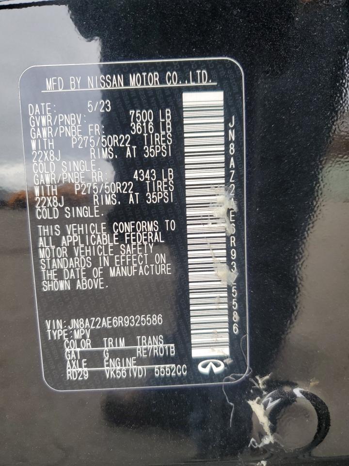 2024 Infiniti Qx80 Luxe VIN: JN8AZ2AE6R9325586 Lot: 89631235