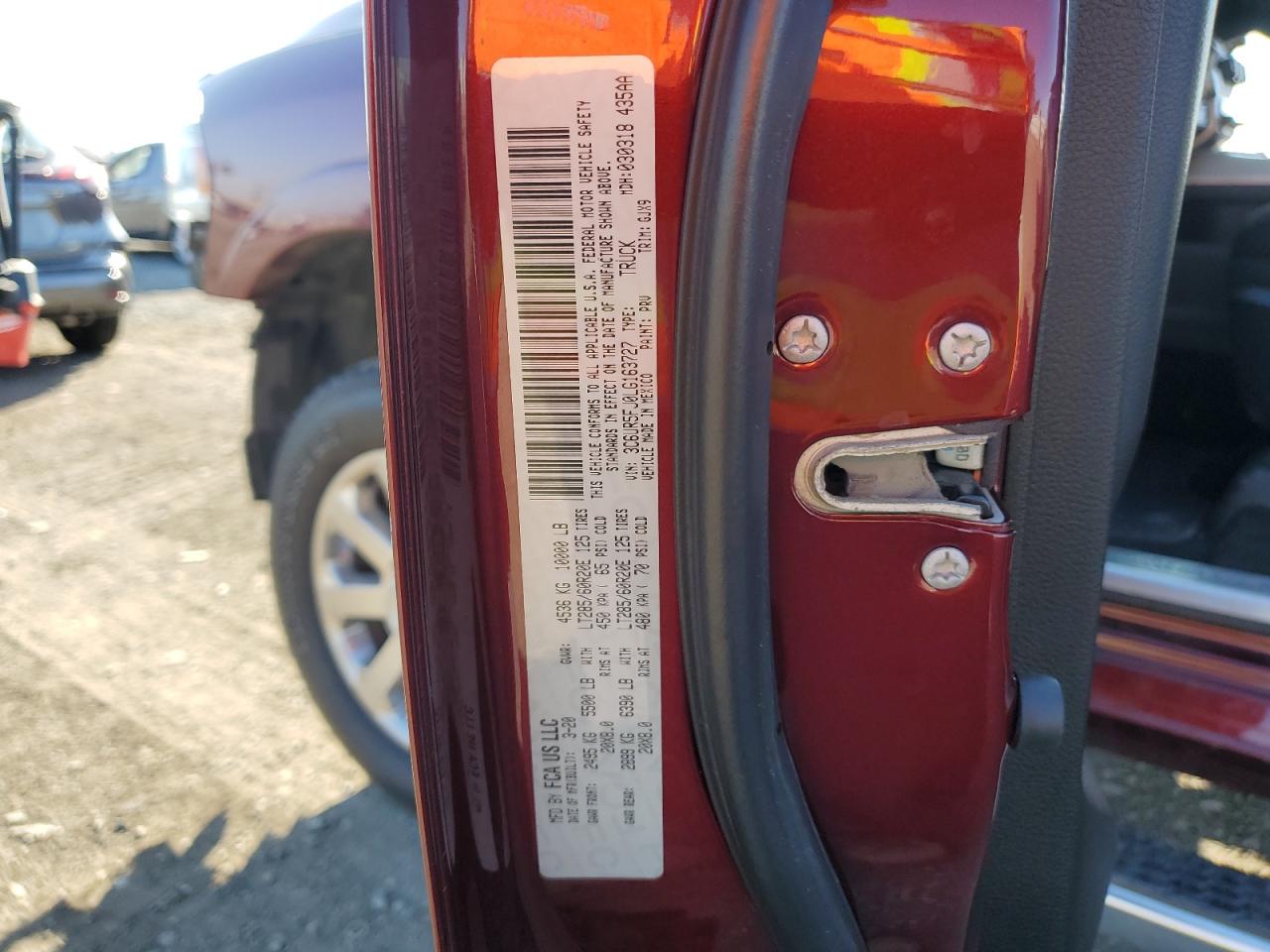 2020 Ram 2500 Laramie VIN: 3C6UR5FJ0LG163727 Lot: 90127615