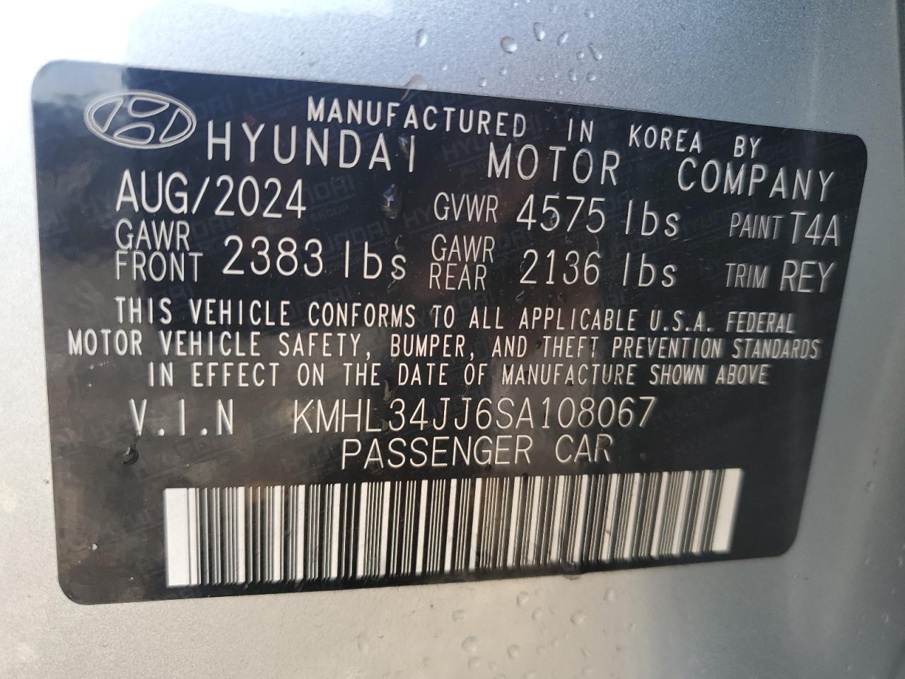 2025 Hyundai Sonata Hybrid VIN: KMHL34JJ6SA108067 Lot: 87179865