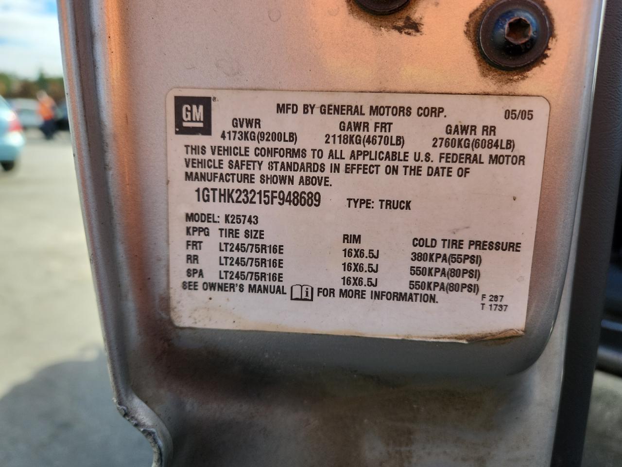2005 GMC Sierra K2500 Heavy Duty VIN: 1GTHK23215F948689 Lot: 90541615