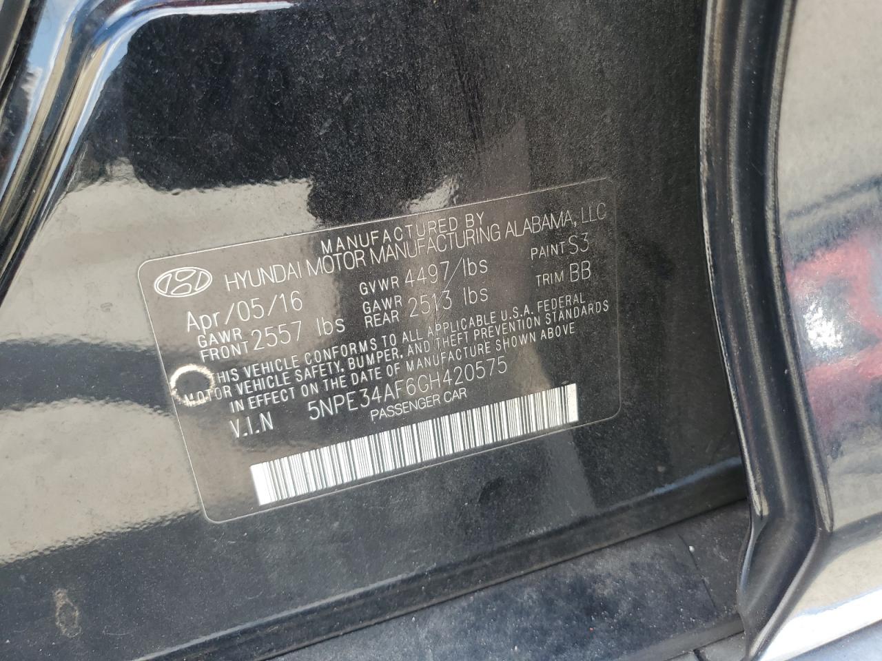 2016 Hyundai Sonata Sport VIN: 5NPE34AF6GH420575 Lot: 83955815