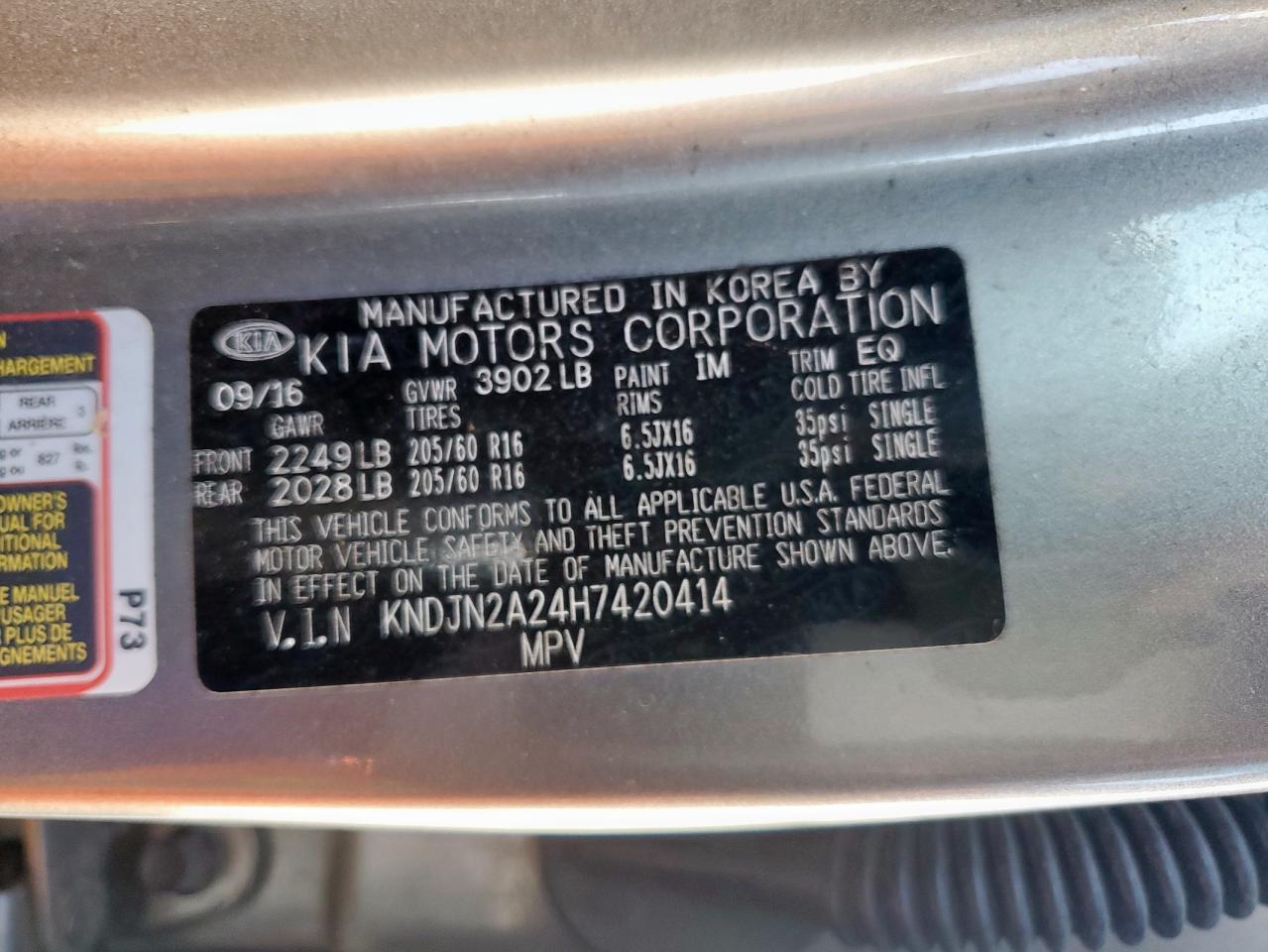 2017 Kia Soul VIN: KNDJN2A24H7420414 Lot: 85312765