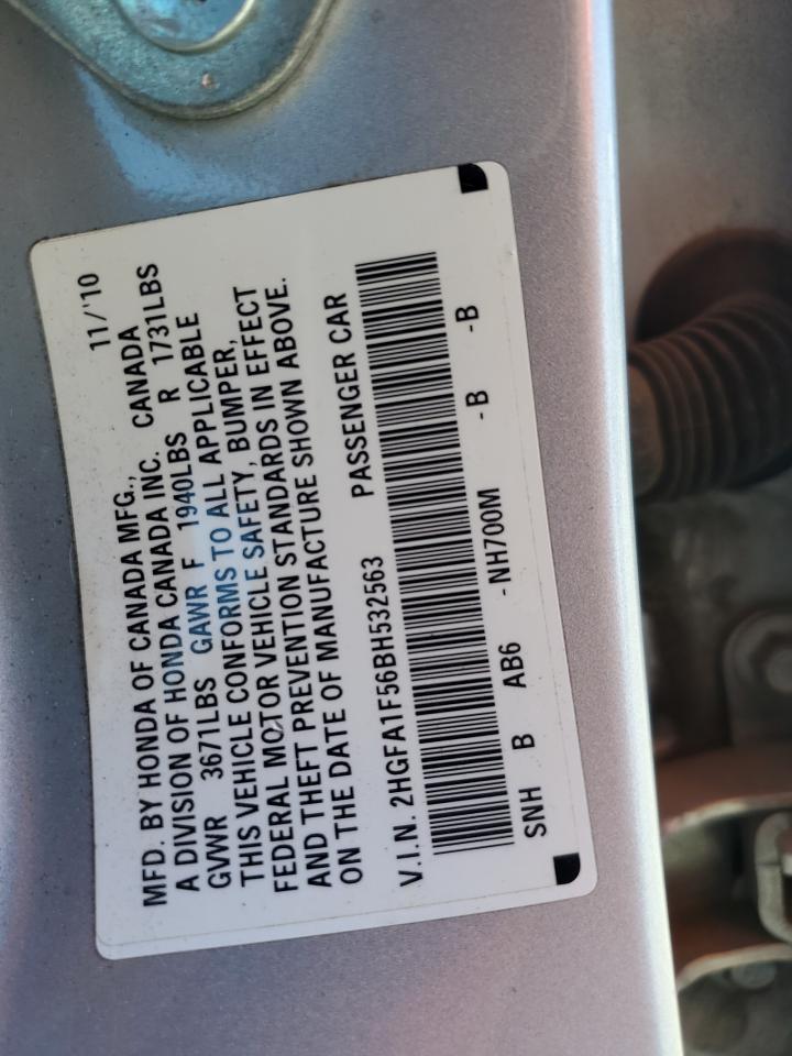 2011 Honda Civic Lx VIN: 2HGFA1F56BH532563 Lot: 84792025