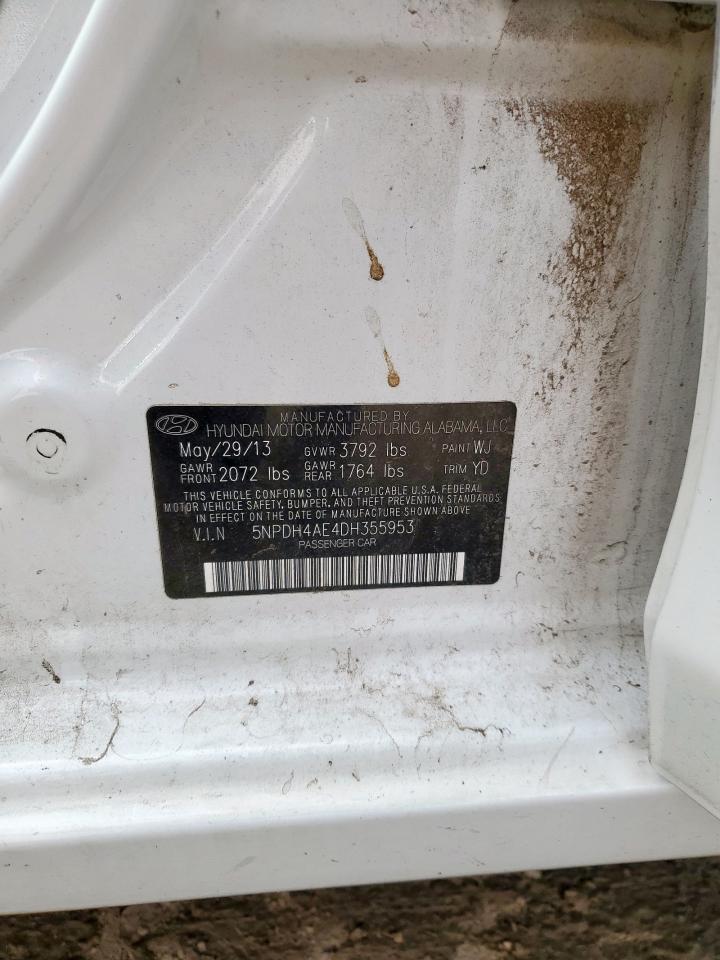 2013 Hyundai Elantra Gls VIN: 5NPDH4AE4DH355953 Lot: 85935955