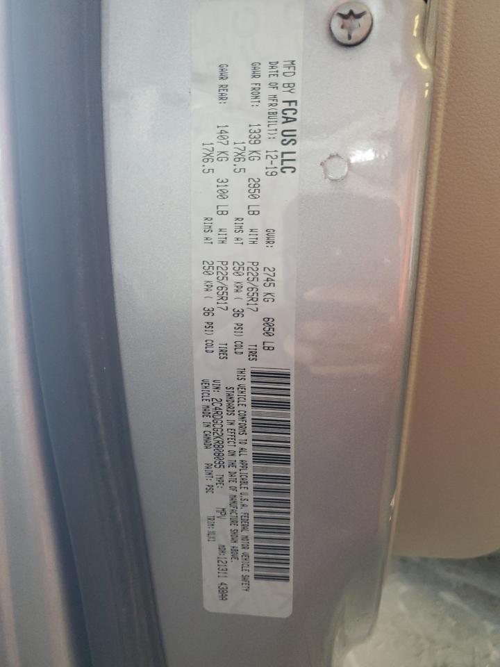 2019 Dodge Grand Caravan Sxt VIN: 2C4RDGCG2KR808095 Lot: 82252495