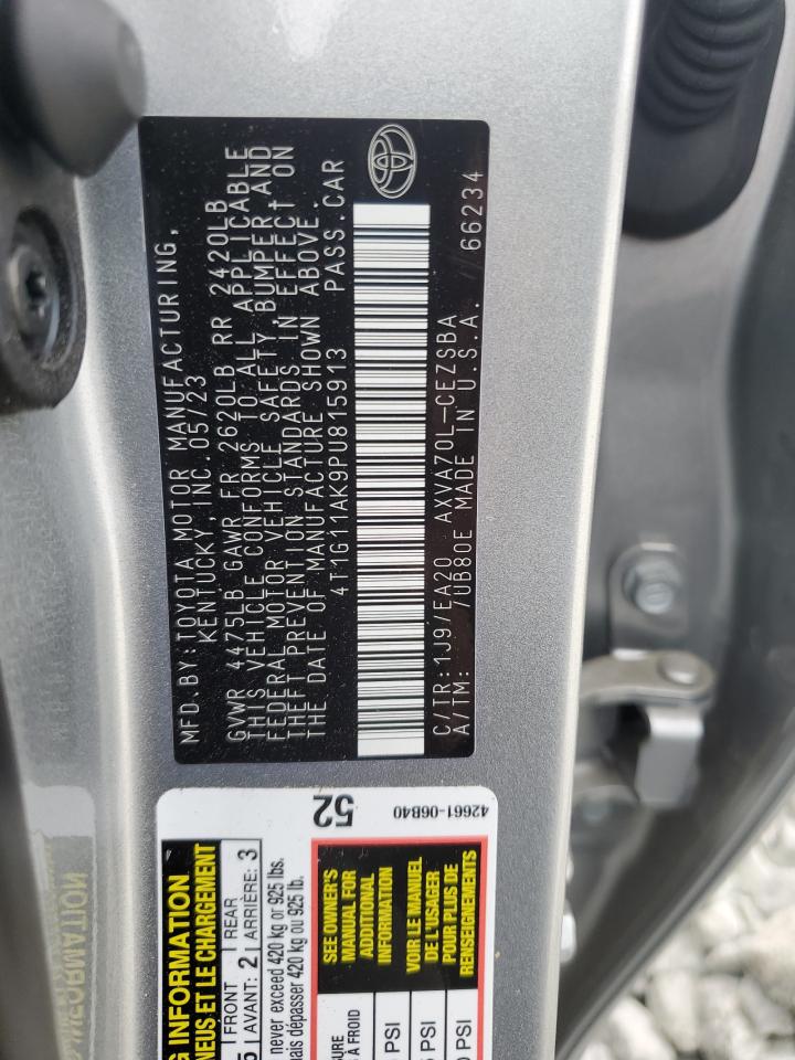 2023 Toyota Camry Se Night Shade VIN: 4T1G11AK9PU815913 Lot: 86450105